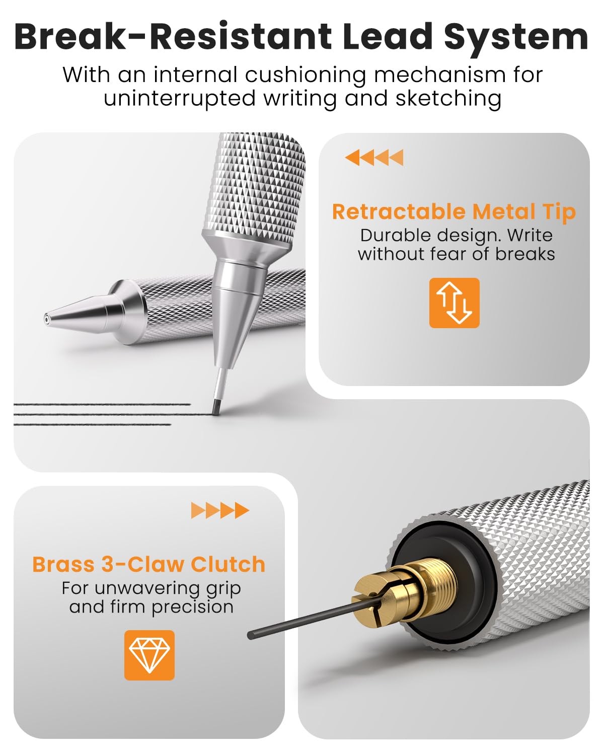 STAGEEK 0.5mm Mechanical Pencil, Metal Art & Drafting Pencil with Eraser and …