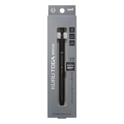 new Uni Kuru Toga Metal 0.5mm Nocturne Black Mechanical Pencil fm Japan