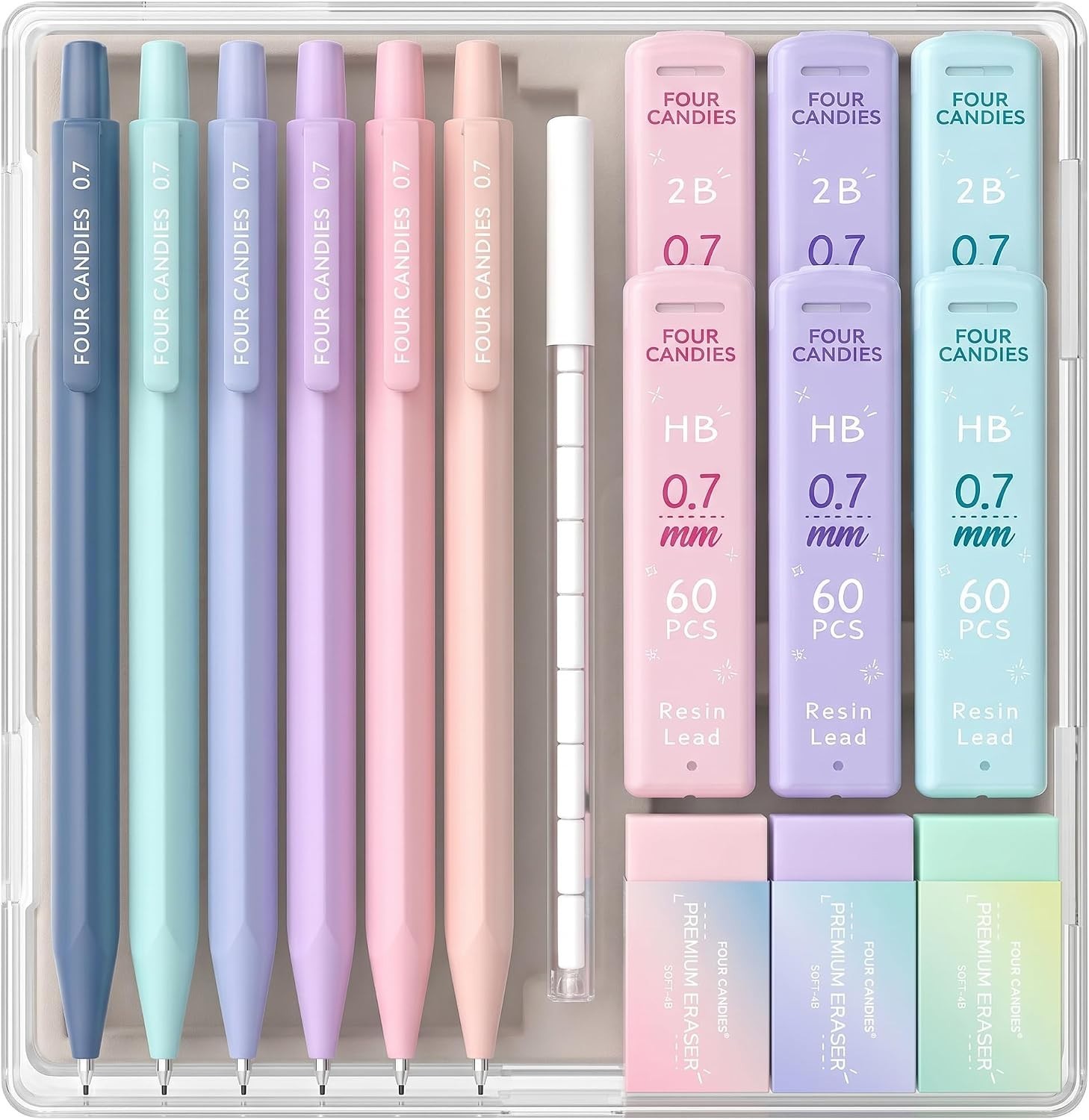 Ergonomic 0.7mm Mechanical Pencil Set – Complete with Leads, Erasers & Case
