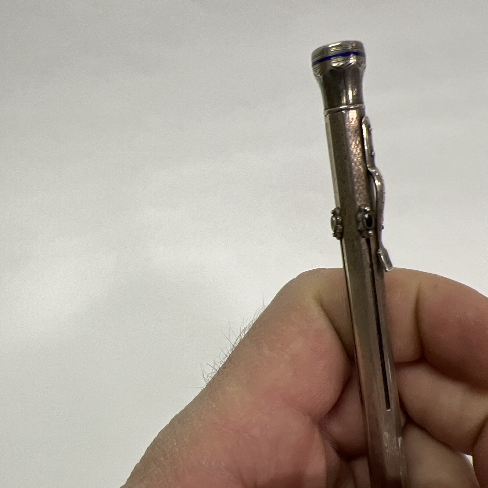 VINTAGE GOLDFINK MECHANICAL 4 COLOR PENCIL 900 SOLID SILVER AND ENAMEL