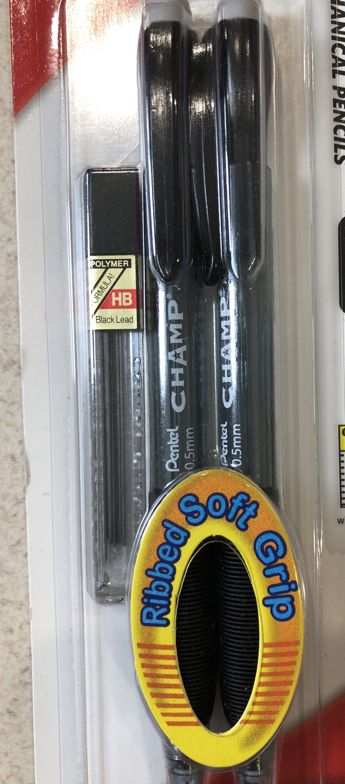 Pentel Champ Mechanical Pencils – Charcoal Grey Barrels 2 Pk 0.5 mm Lead