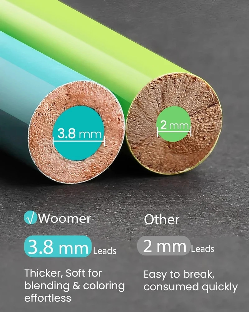 Woomer Premium Colored Pencils: 3.8mm 1 Count (Pack of 72), Multiple Colors