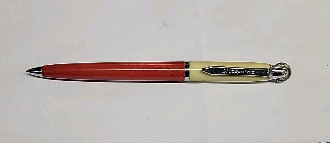 Vintage 1950’s Rite Point Roll Top Pencil/Pen Combination Rare RED & WHITE Color