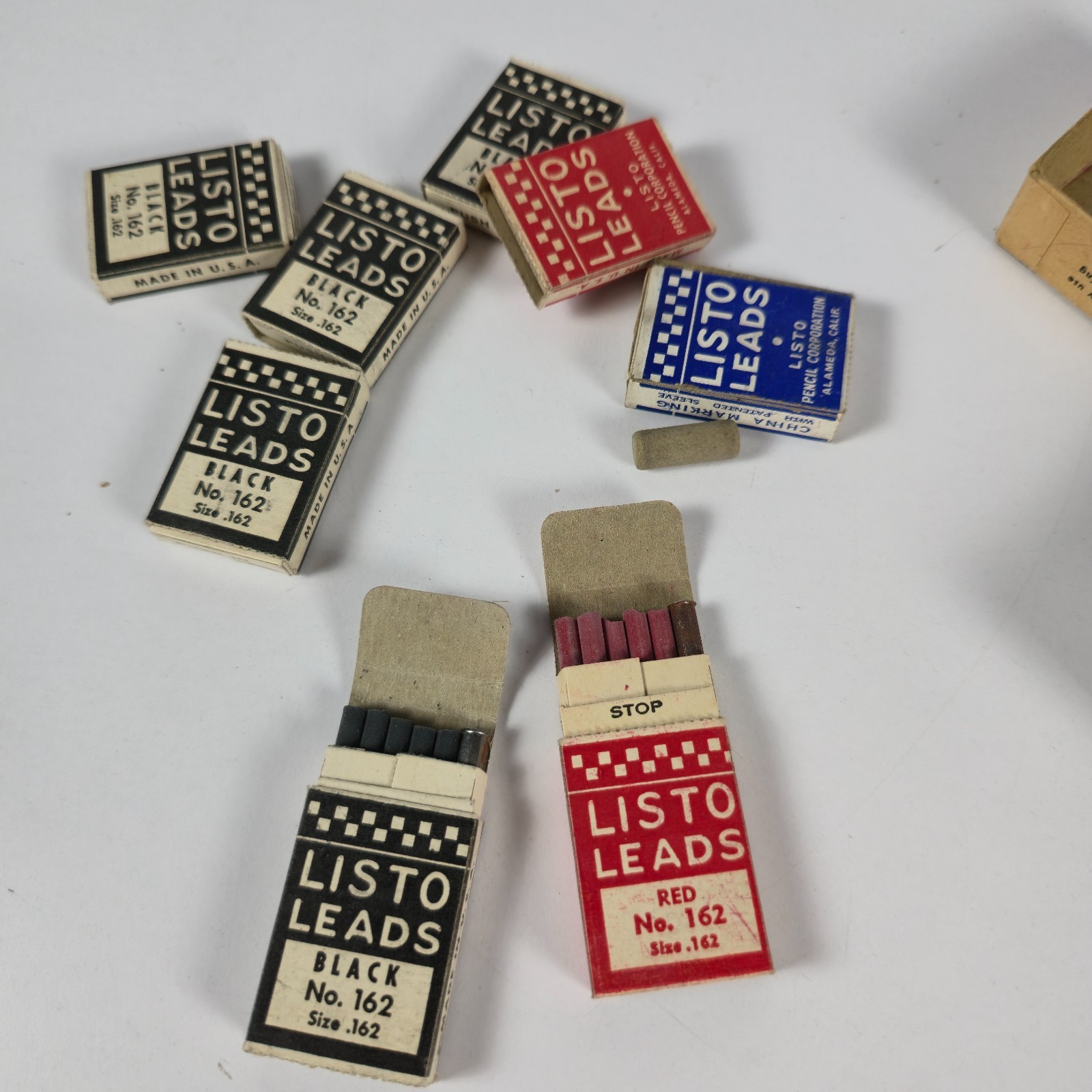 Vintage Listo Marking Leads No. 162 Black &Red 8 Packs In Box For #1620