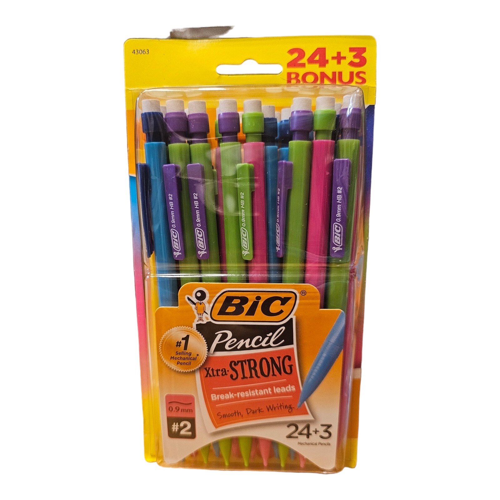BIC Xtra-Strong Thick Lead Mechanical Pencil, 24+3 Count (Pack of 1), Assorted