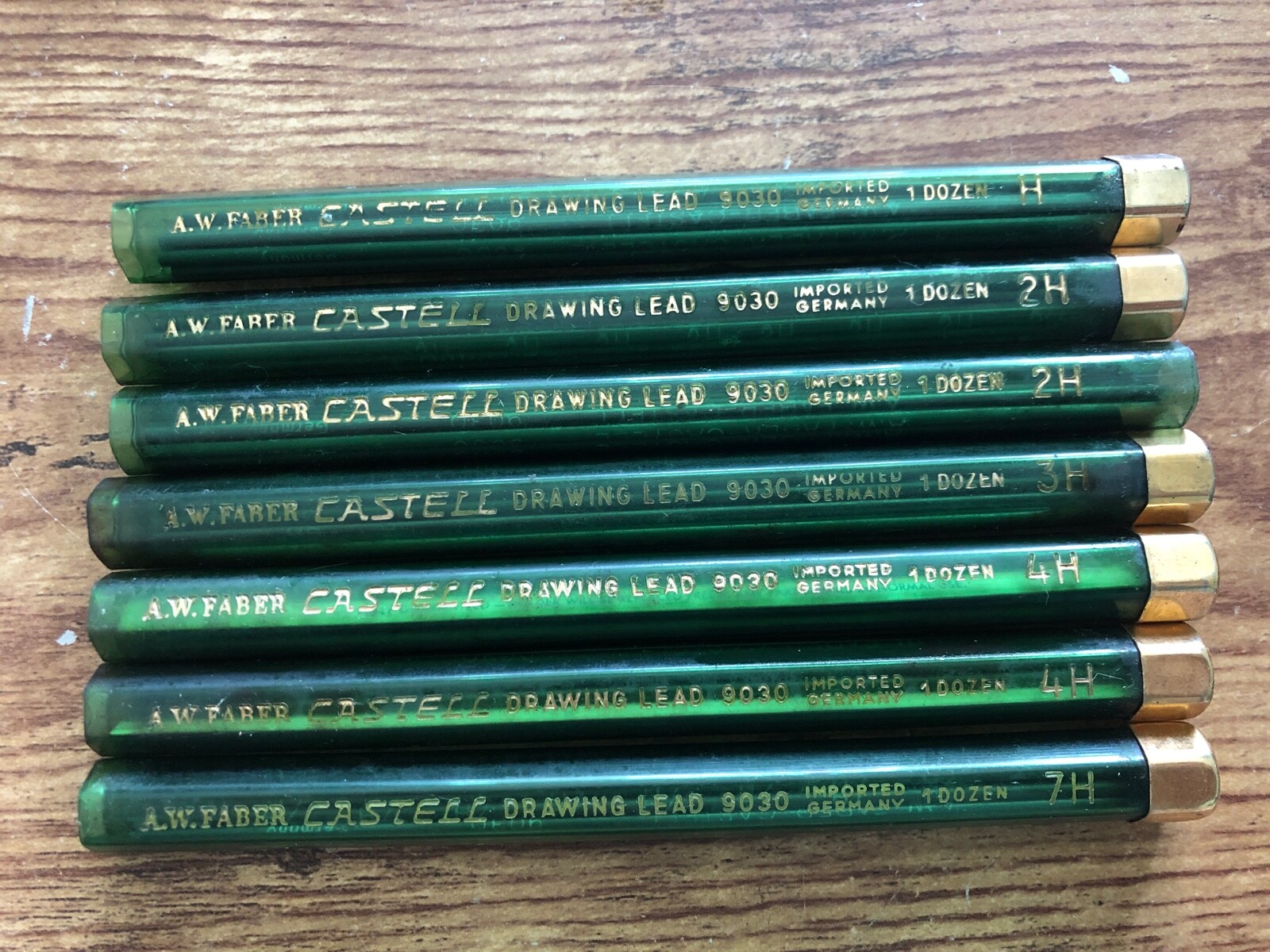 Vintage AW FABER Castell Drawing Lead 7pcs Refill Vials #9030 Mechanical Pencil