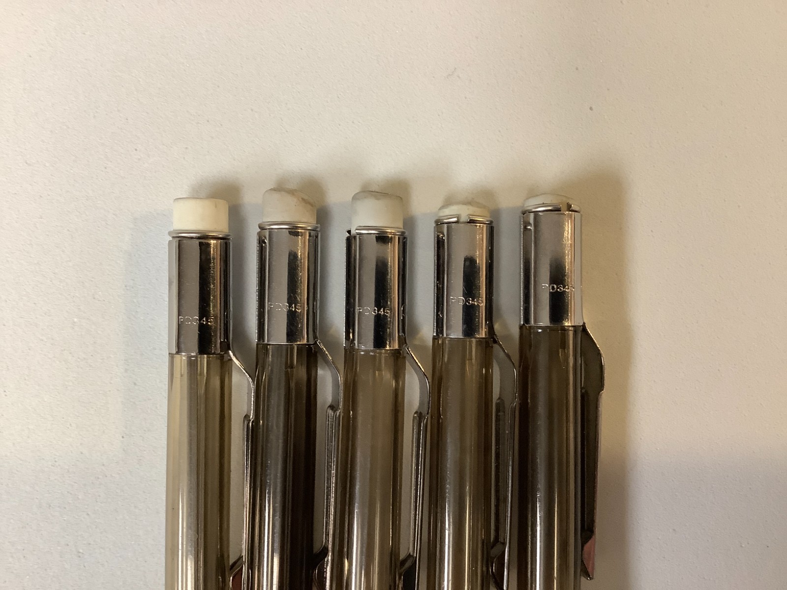 Vintage–5 Pentel PD345 Quicker Clicker Mechanical Pencil Smoke Black 0.5 TESTED
