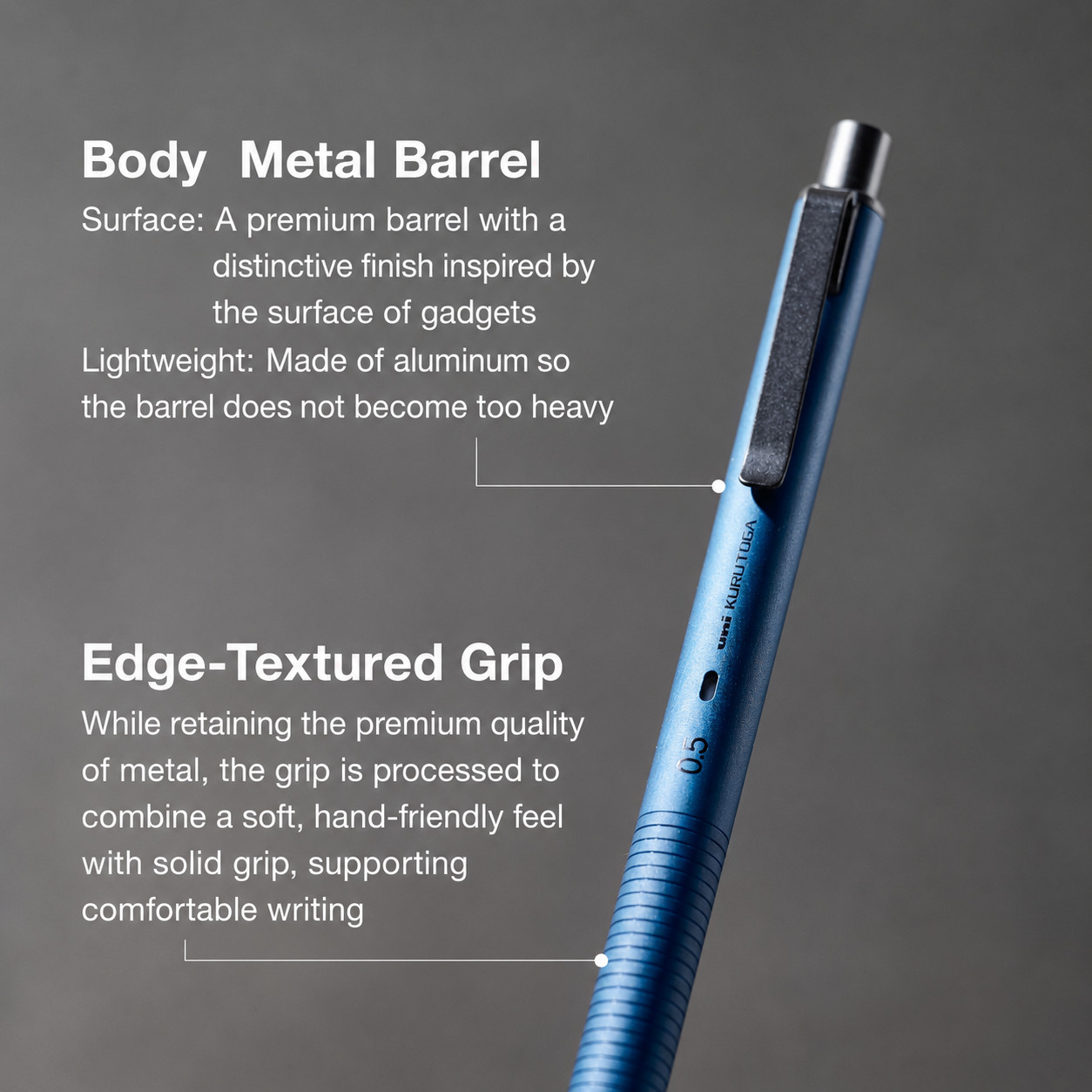Uni Kuru Toga Metal Mechanical Pencil 0.5mm Slient Blue M5KH1P