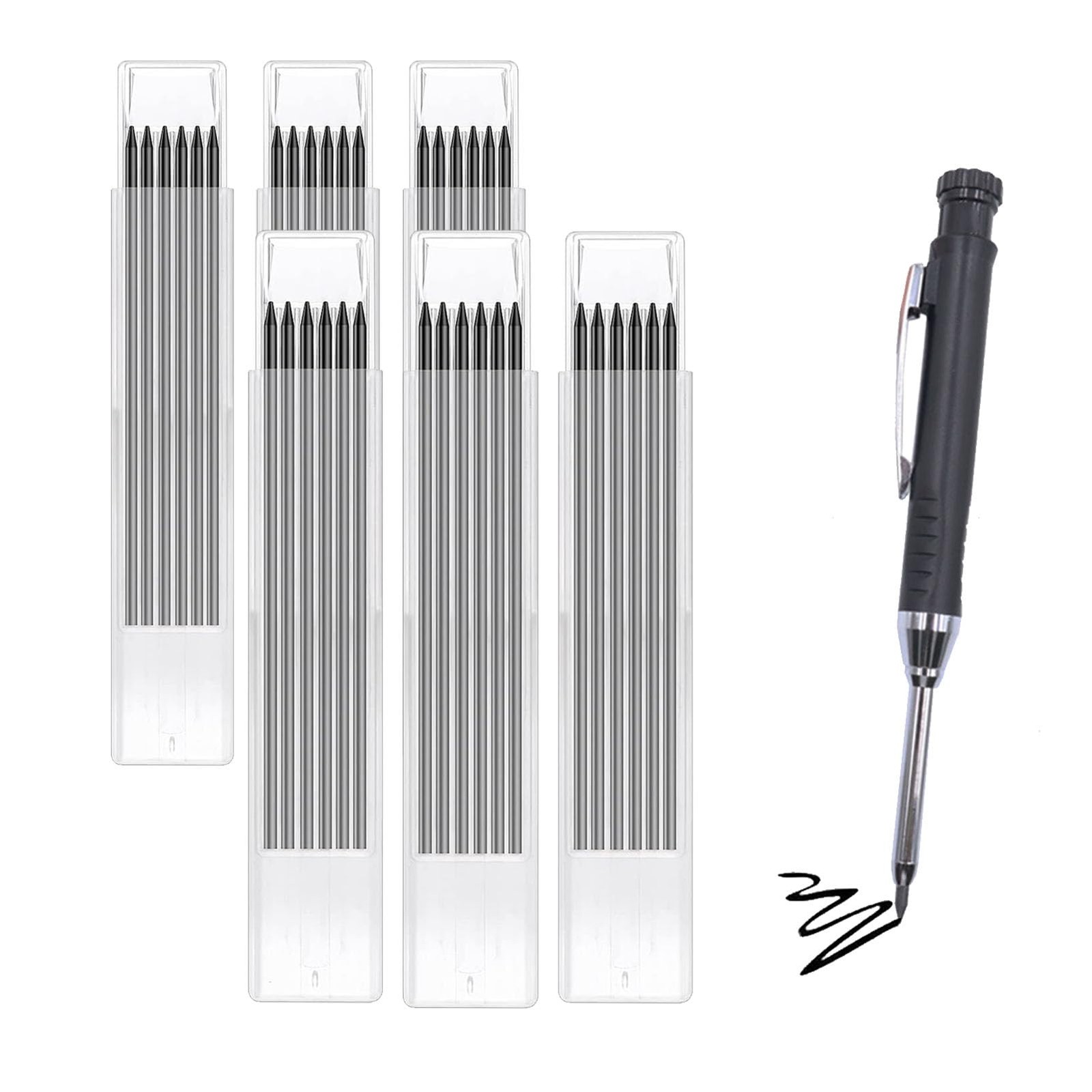36 Pencil Refill with 1 Solid Carpenter-Pencil, 2.8mm Waterproof Lead Refills…