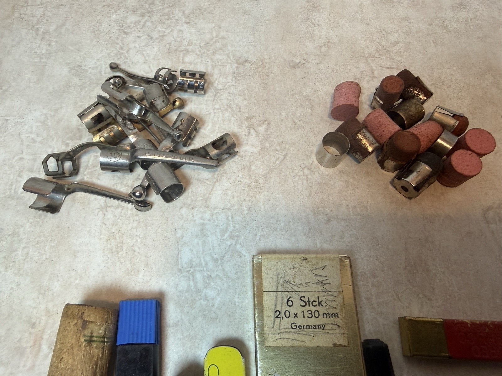 Assorted Lot of Lead & Erasers & Springs & Clips for Vintage Pens Pencils