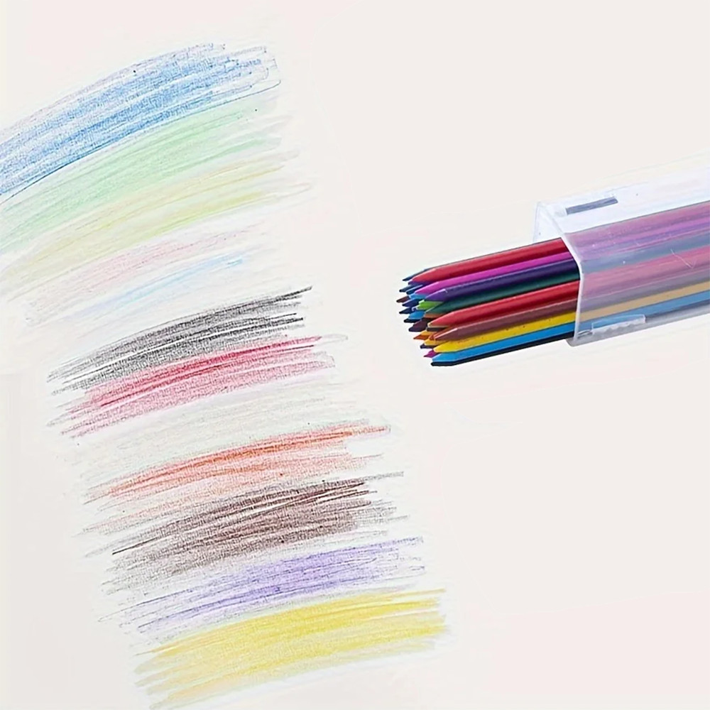 Four 2.0mm Lead Holder Mechanical Pencils & 36 Color Refills, Sharpener in Caps
