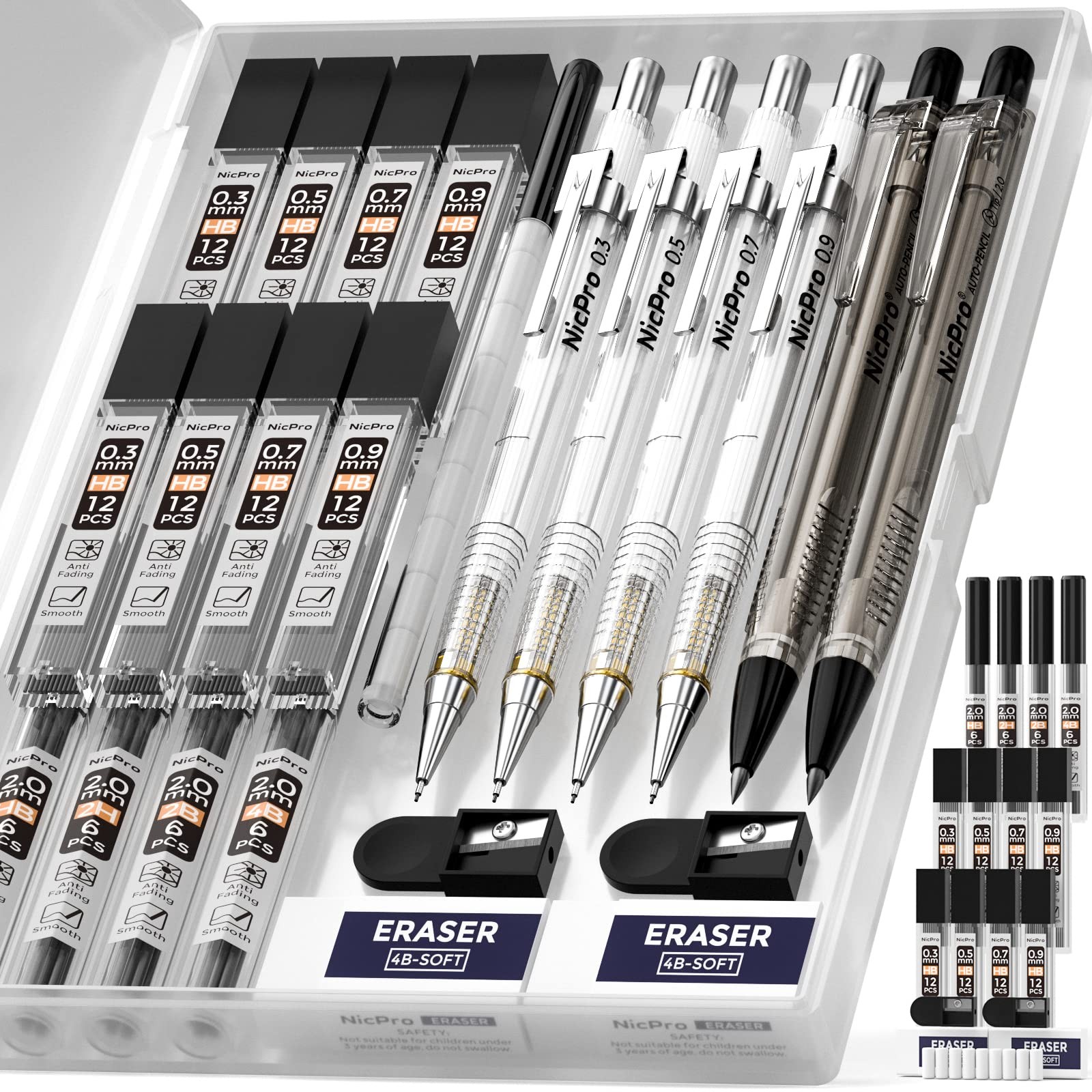 Nicpro 6PCS Art Mechanical Pencil Set, 4PCS Drafting Pencils 31 Piece #a