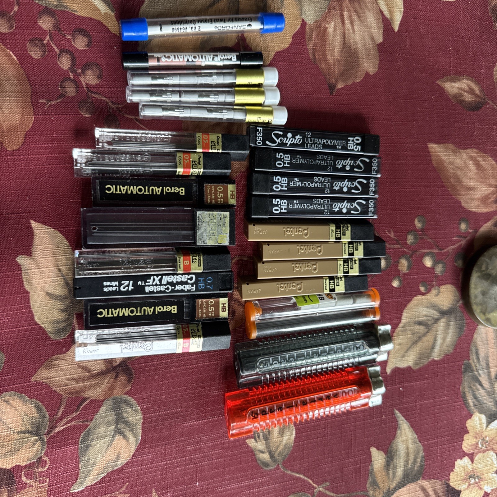 Lot 25 Various Vtg Refill Mechanical Pencil Lead & Erasers 0.5mm