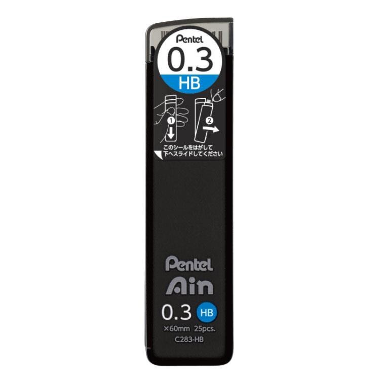 Pentel Ain Mechanical Pencil Lead 0.3 mm HB,25 pieces,C283-HB