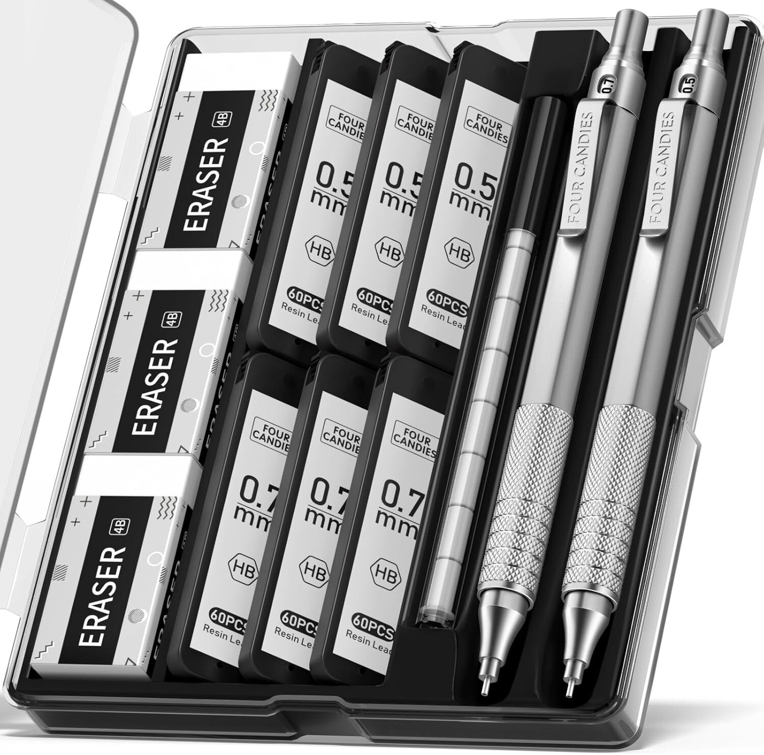 2PCS Metal Mechanical Pencils Set with Case 0.5mm & 0.7 mm Artist Pencil with…