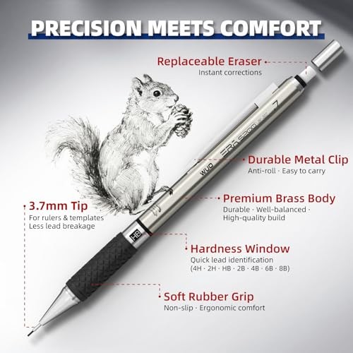 0.7mm Mechanical Pencil Set, 3PCS Metal Drafting Pencils with 3 Pack (0.7mm)