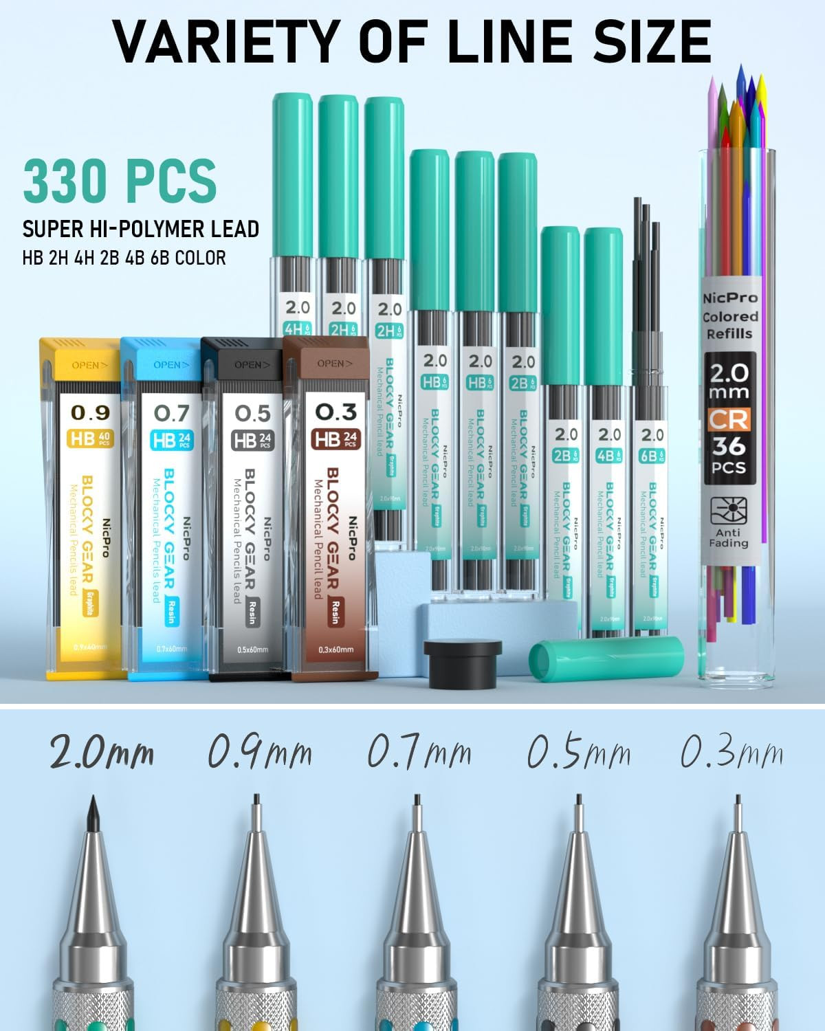 Blocky Gear Metal Mechanical Pencil Set in Leather Case, 29PCS Art