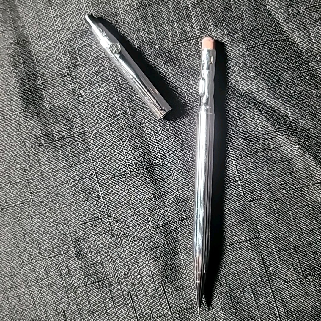 Silver Tone Cross Mechanical Pencil General Electric GE Logo Promo Chrome VTG