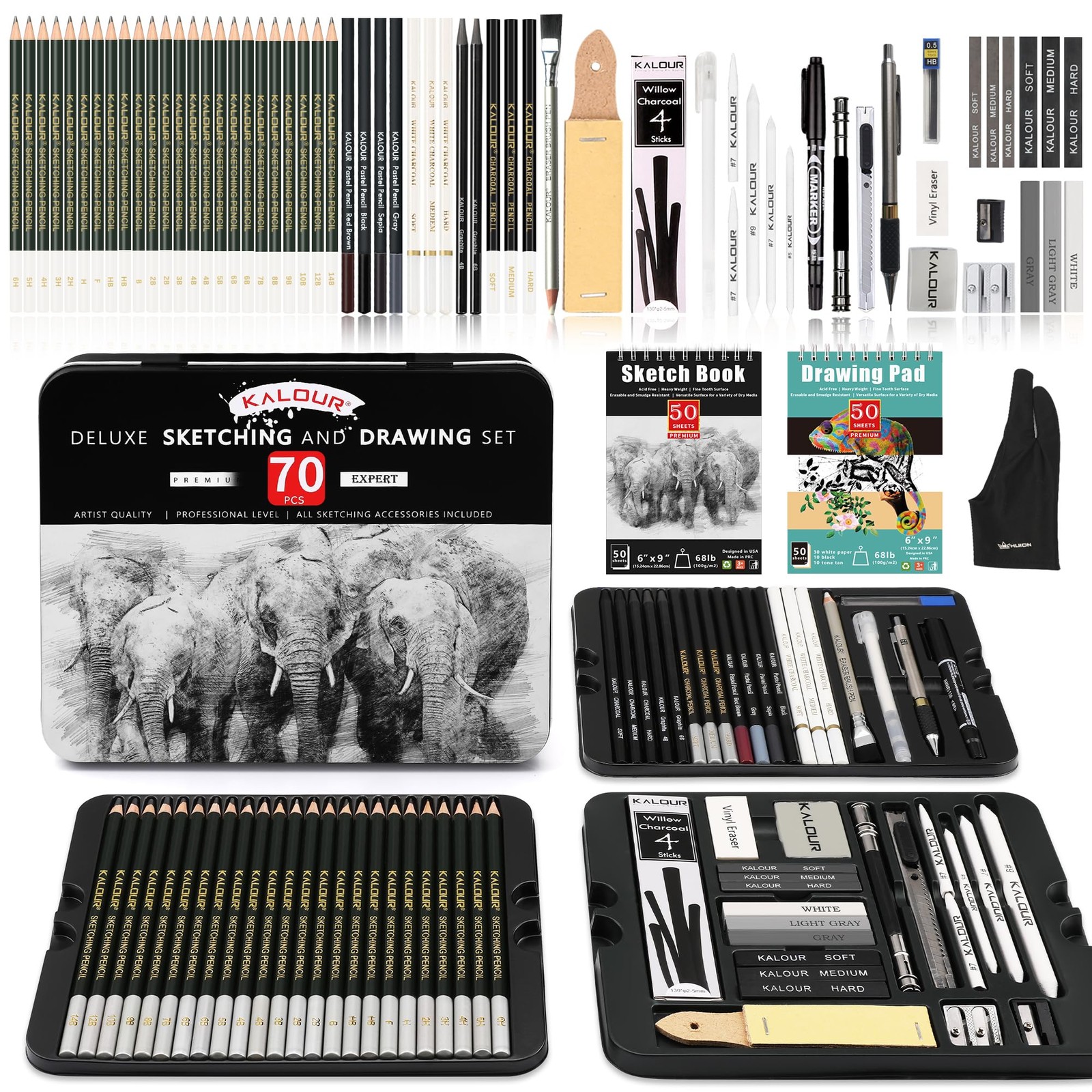 KALOUR 72-Pack Sketch Drawing Pencils Kit with 72 Count (Pack of 1), White