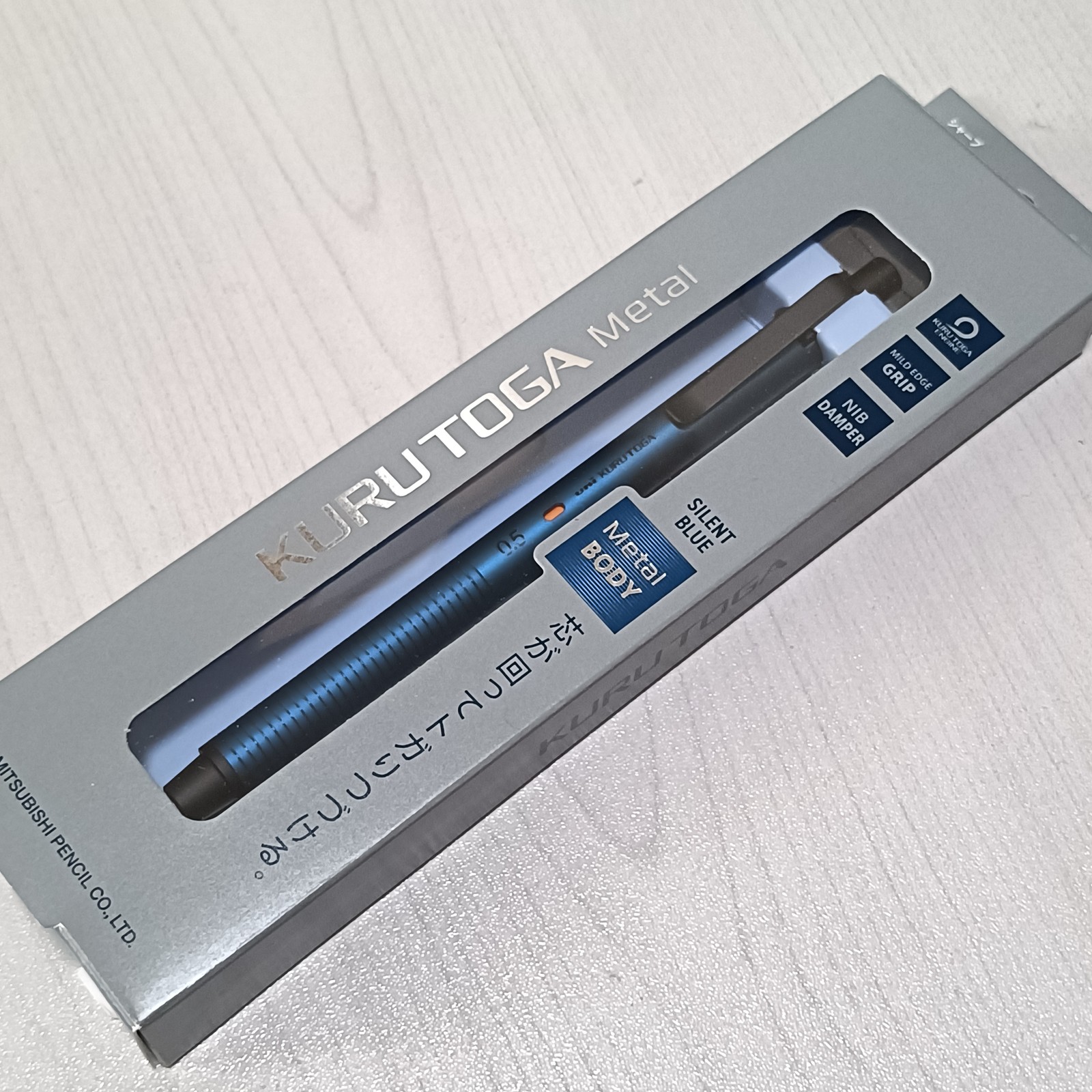 Kuru Toga Metal 0.5mm Silent Blue Mechanical Pencil Mitsubishi Japan