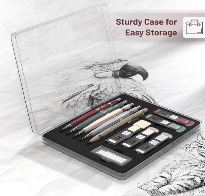Mr. Pen- Art Mechanical Pencil Set, 5 Sizes (0.3, 0.5, 0.7, 0.9, 2.0mm) | 5 HB L