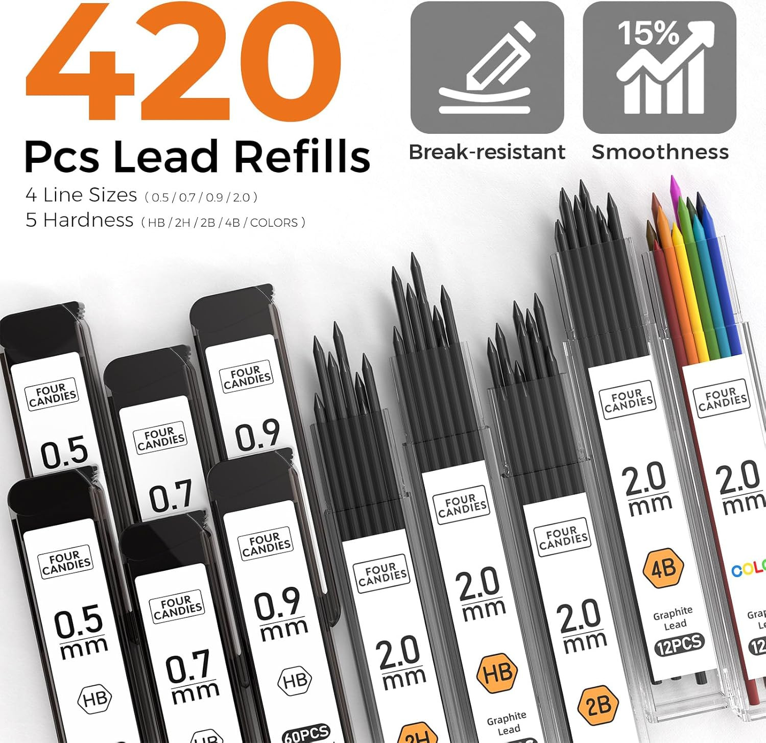 Metal Mechanical Pencil Set, 3PCS Art Drafting Pencils 0.5, 0.7, 0.9MM & 2PCS 2M