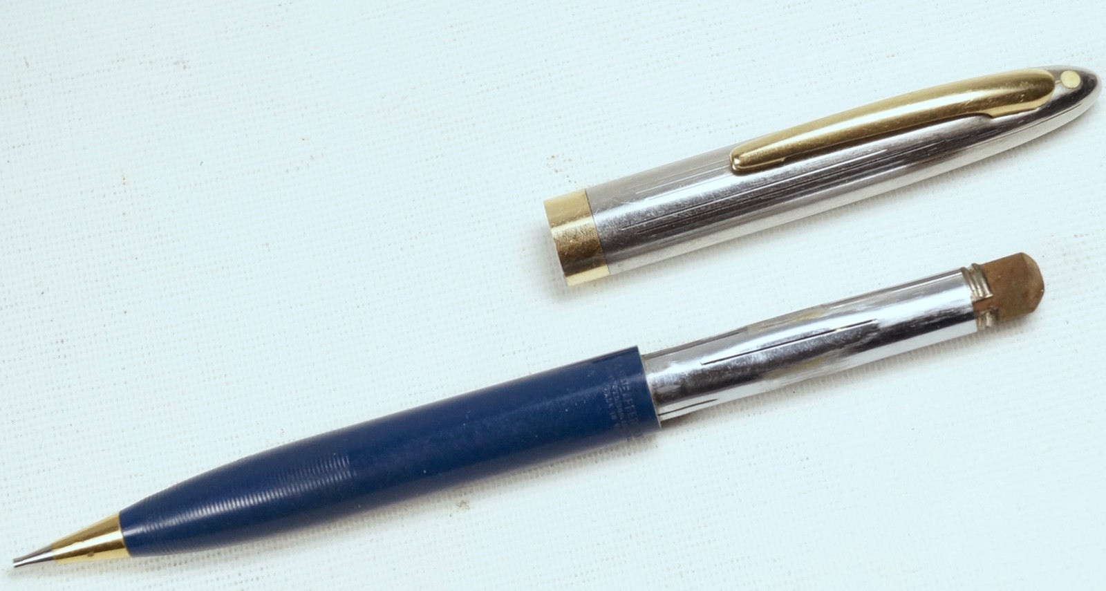 Sheaffer Sentinel Mechanical Pencil Blue Barrel Gold Filled Trim Loose Cap Ring