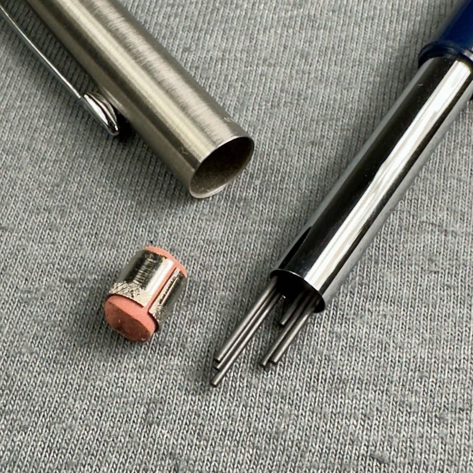 Parker Pencil Unknown Model Dimple-Top Cap Blue Barrel Made In USA Working