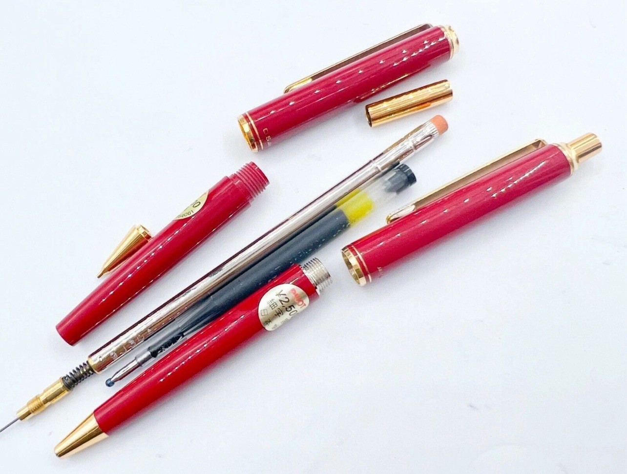NOS rare Pilot Japan Red Mechanical Pencil Ballpoint Pen price tag With Box