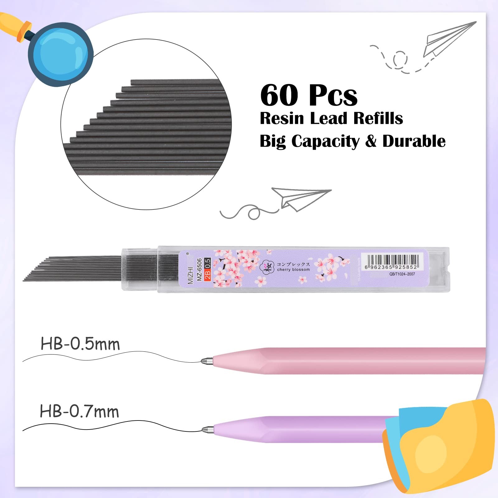 36 Pcs Mechanical Pencil Set, 12 Pcs Pastel Cute Mechanical Pencils 0.5 mm 0….