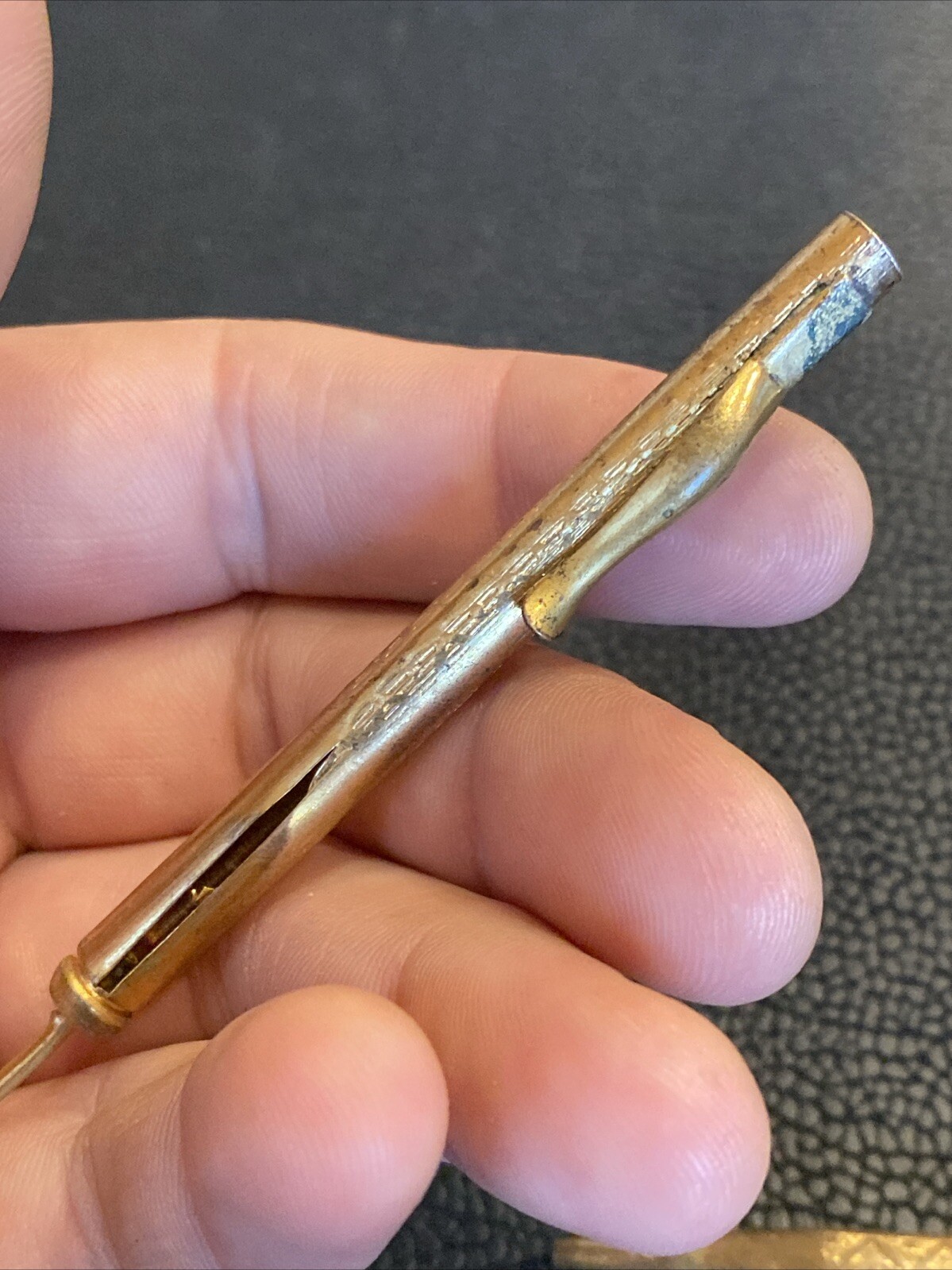 2 Early Telescoping Collapsible Fancy Gold Filled Mechanical Pocket Pencil AS IS