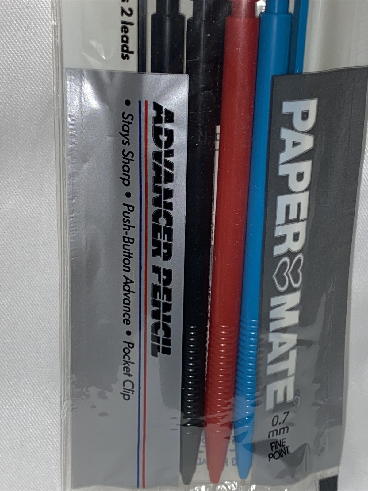 (4) VINTAGE 1985 GILLETTE PAPER MATE ADVANCER PENCIL 0.7 MM FINE POINT 3 COLORS