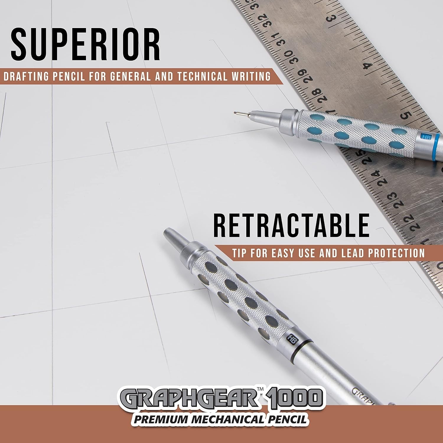 Versatile GraphGear 1000 Mechanical Pencil with Built-in Lead Indicator, 0.5mm