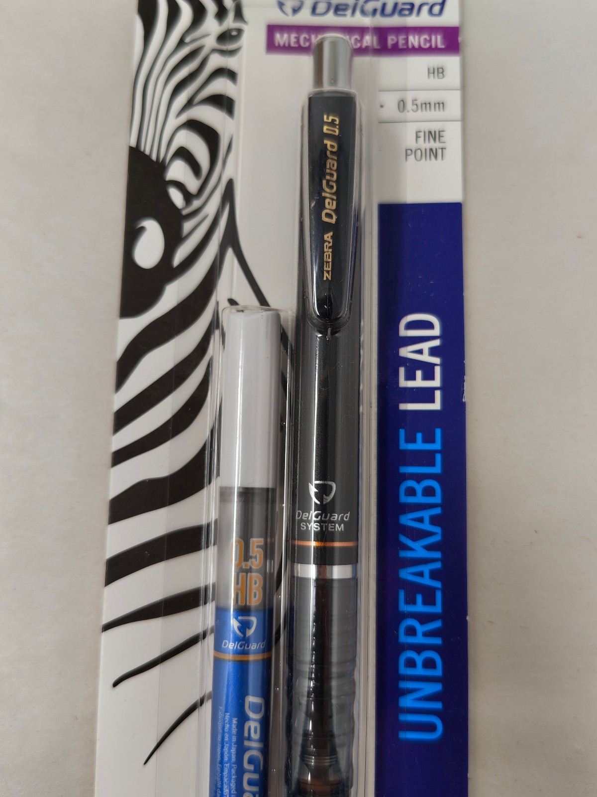 Zebra DelGuard Mechanical Pencil Unbreakable .5 mm HB Fine Point Black