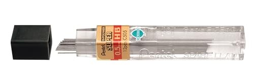 Pentel Super Hi Polymer 0.5mm Mechanical Pencil Leads Pack of 12 Black