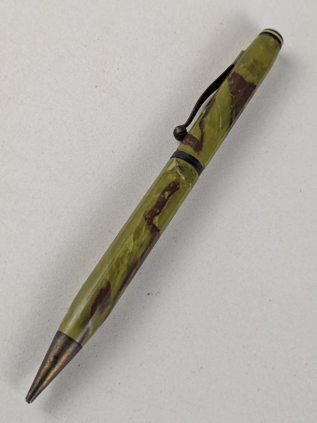 1940-50s – Lovely Wearever Green and Brown Swirl Mechanical Pencil – B18D