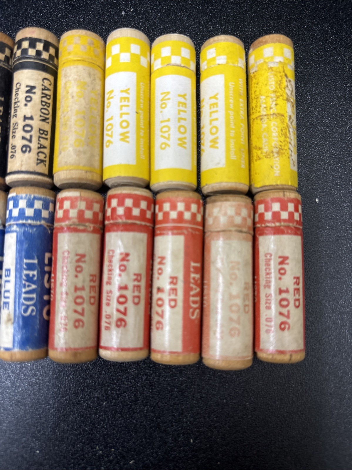 Vintage Listo Leads – Red, Black, Blue & Yellow – 16 Tube Lot