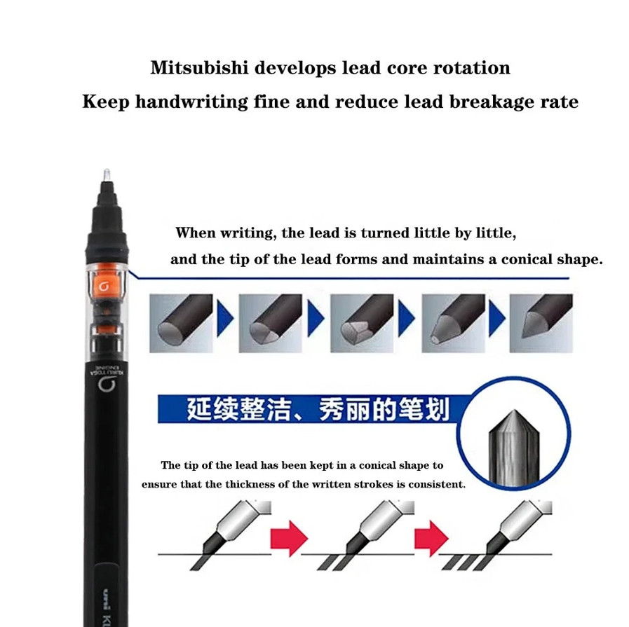 1pc UNI Kuru Toga Mechanical Pencil 0.5mm Auto-Rotation Drawing & Writing Tool