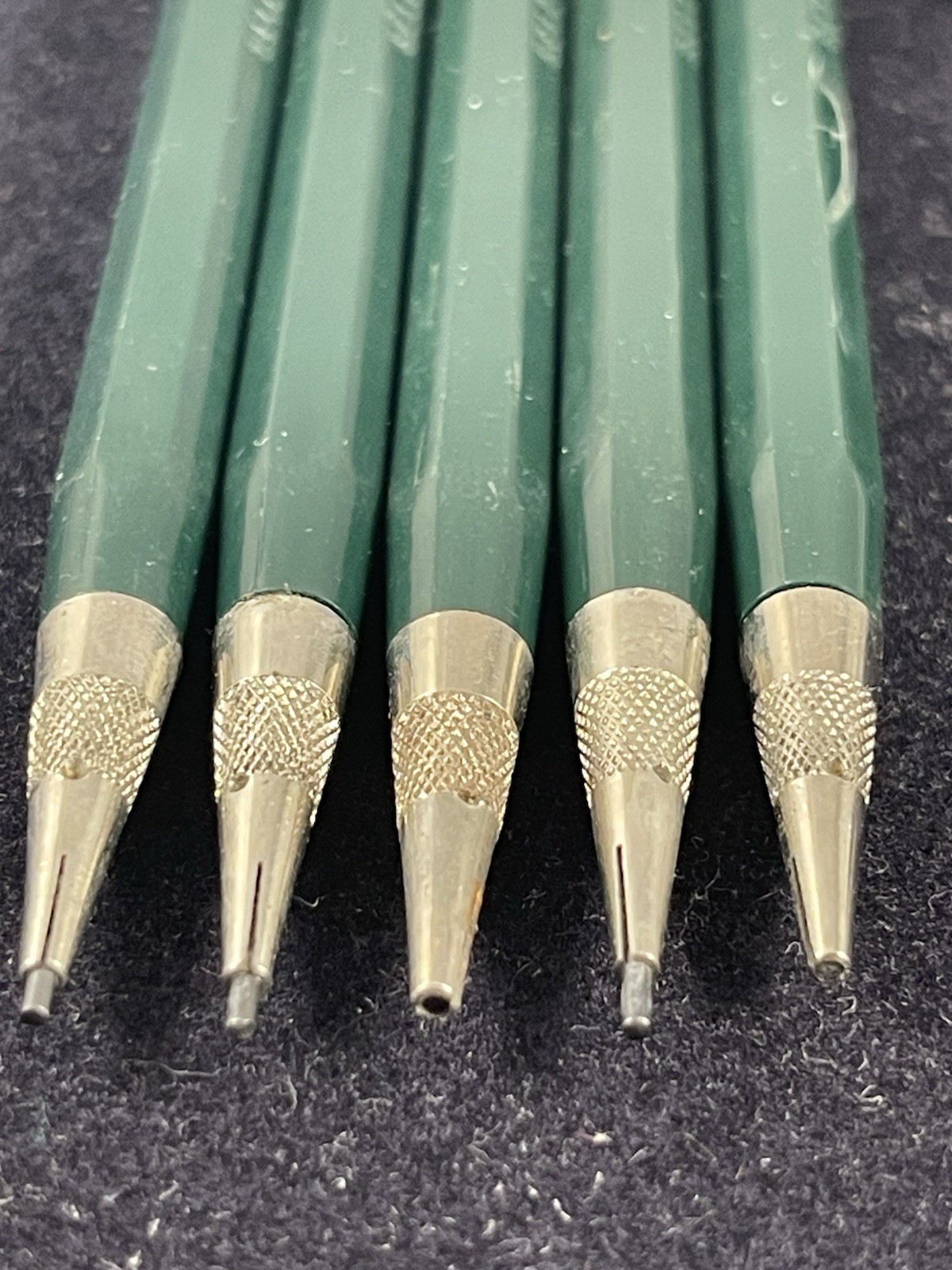 (5) Vintage 1960s Dur-O-Lite Green Mechanical 2H Pencil Bell System Prop + Leads