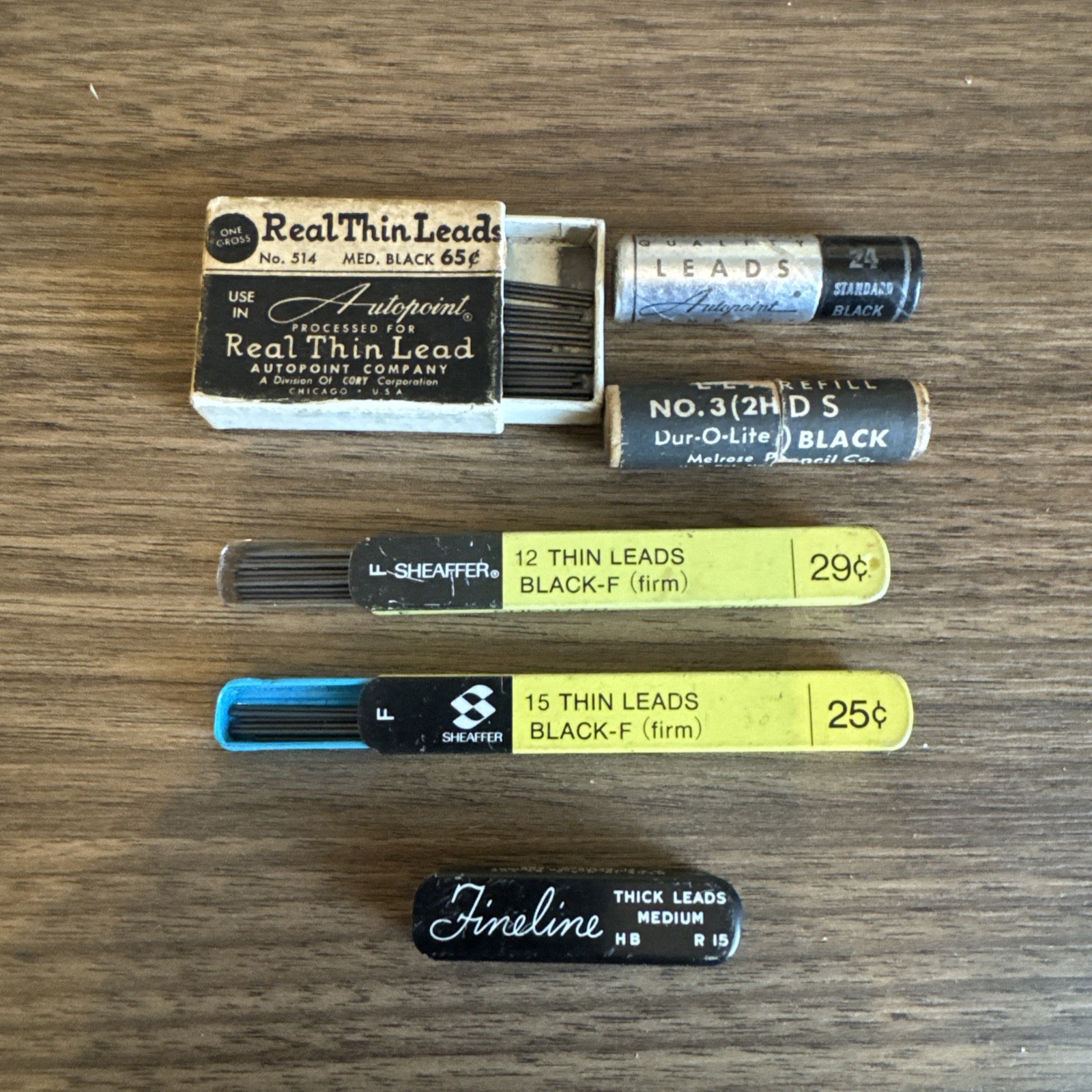 6 Vintage Pencil Lead Erasers Tins Boxes Tubes autopilot Fineline Eagle Pencil