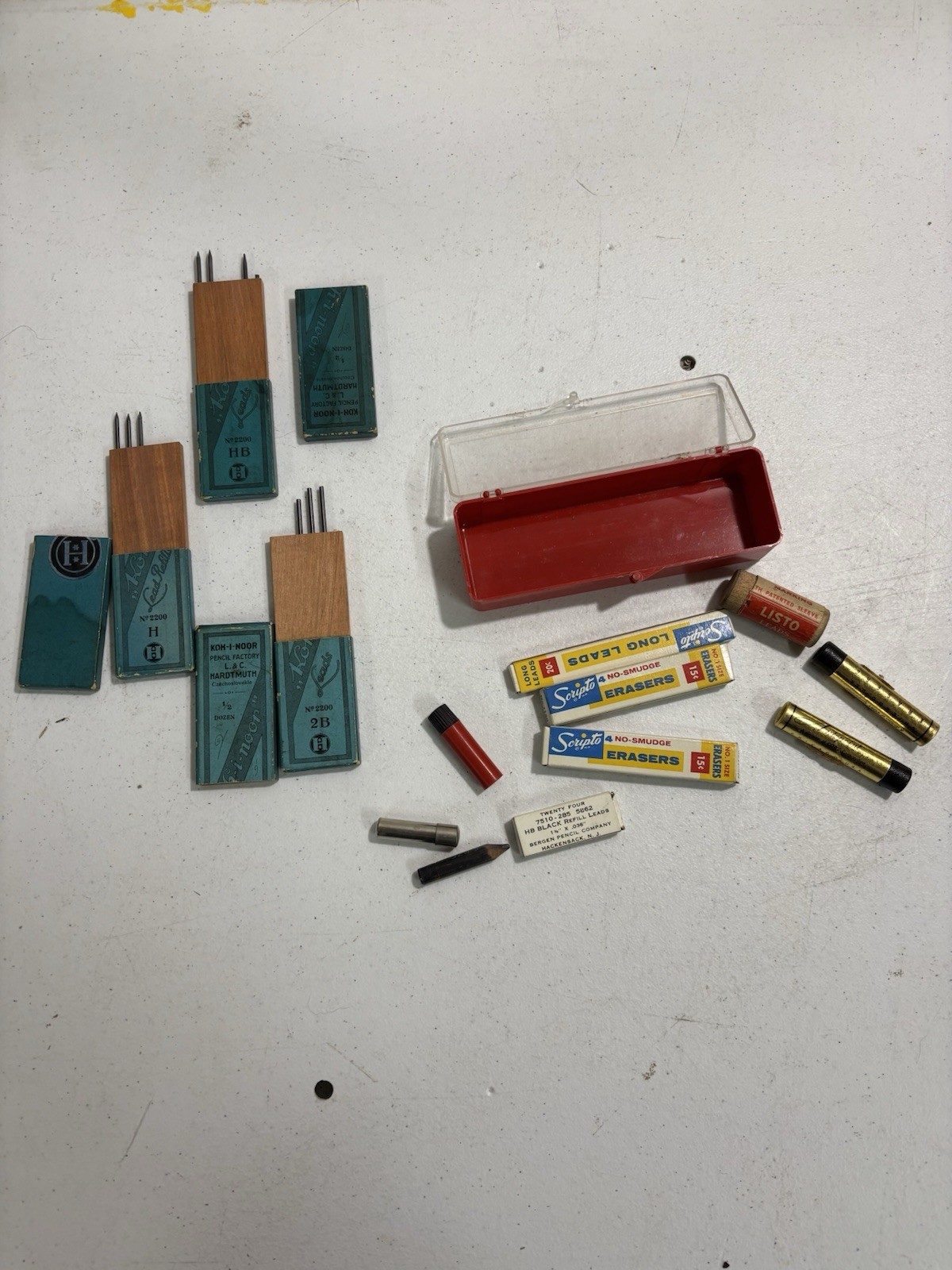 Various Lot of Vintage Mechanical Pencil Lead & Erasers in original containers