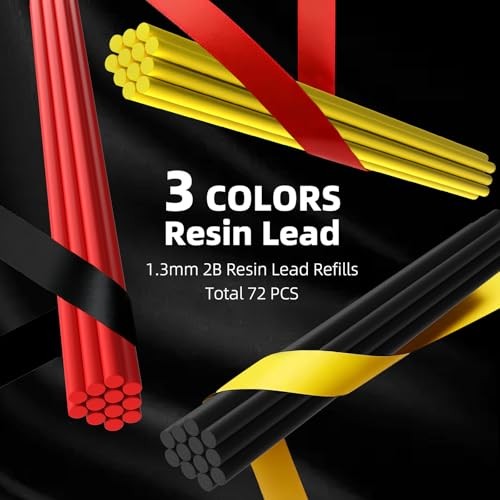 1.3mm Mechanical Pencil Set with 72 Lead Refill, 3 Eraser, 20 3 Pack (Orange)