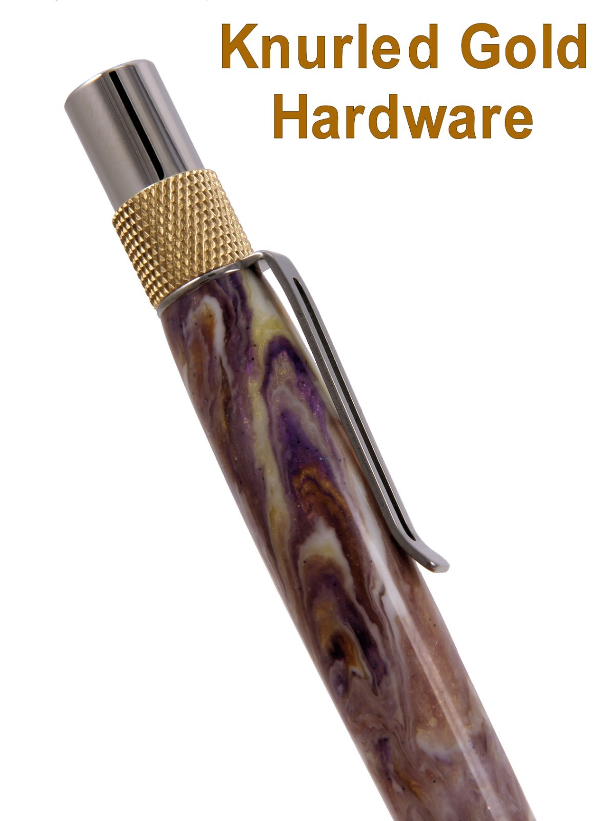 Dura Click .07mm Lead Pencil / Gold Knurled Hardware & Lavender Swirl Body / N87