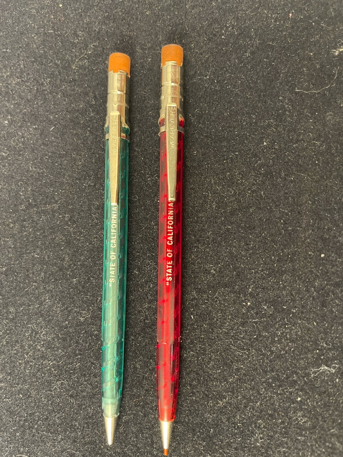 2 Vintage Wearever State of California Mechanical Pencil Red / Green Translucent