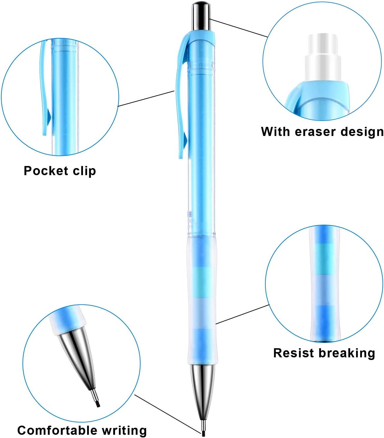 23 Pcs 0.9 Mm Mechanical Pencil Set, Includes 12 Pcs Pastel Mechanical Pencils,