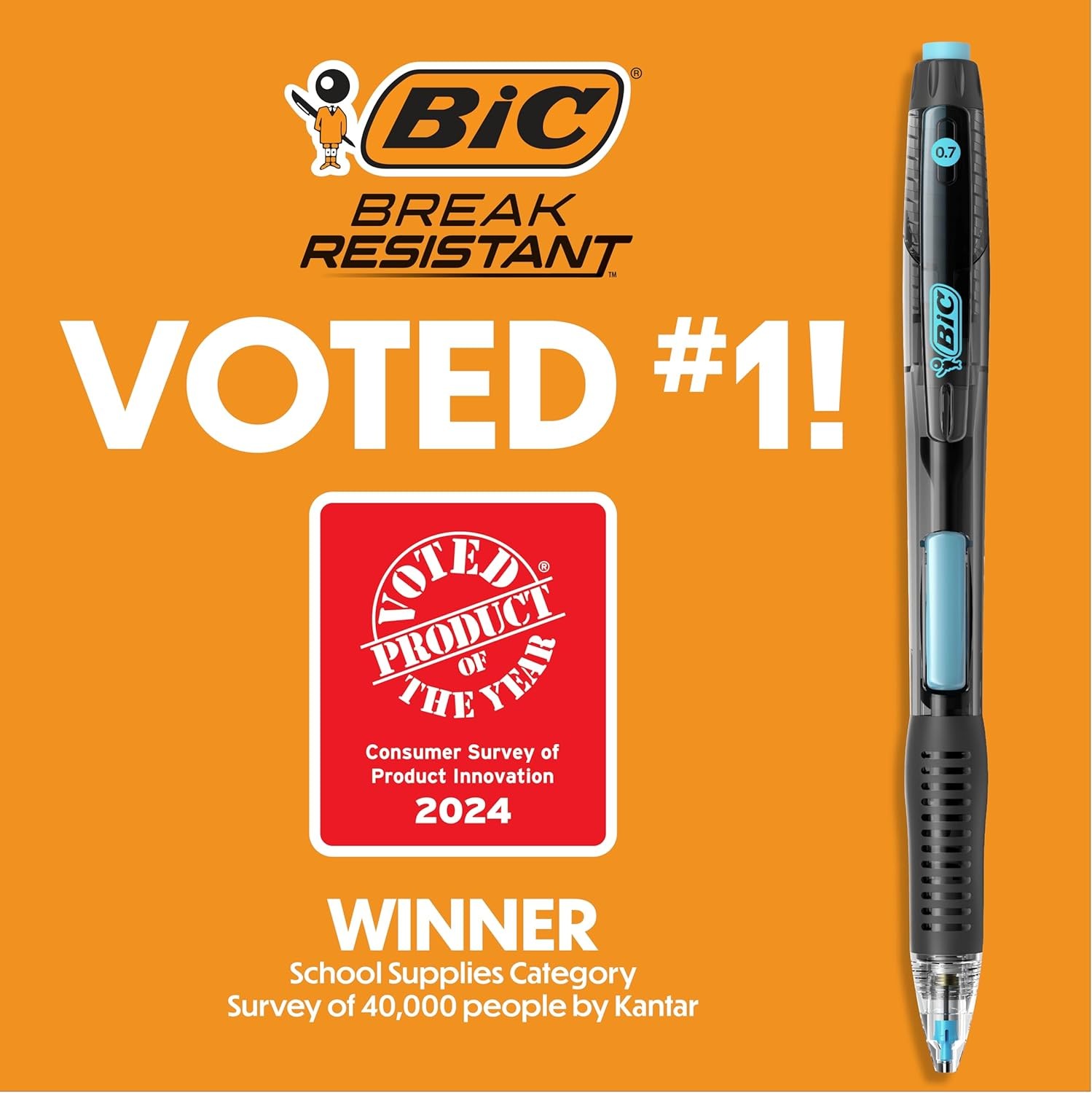 BIC Break Resistant Mechanical Pencils with 4 Count (Pack of 1), Black