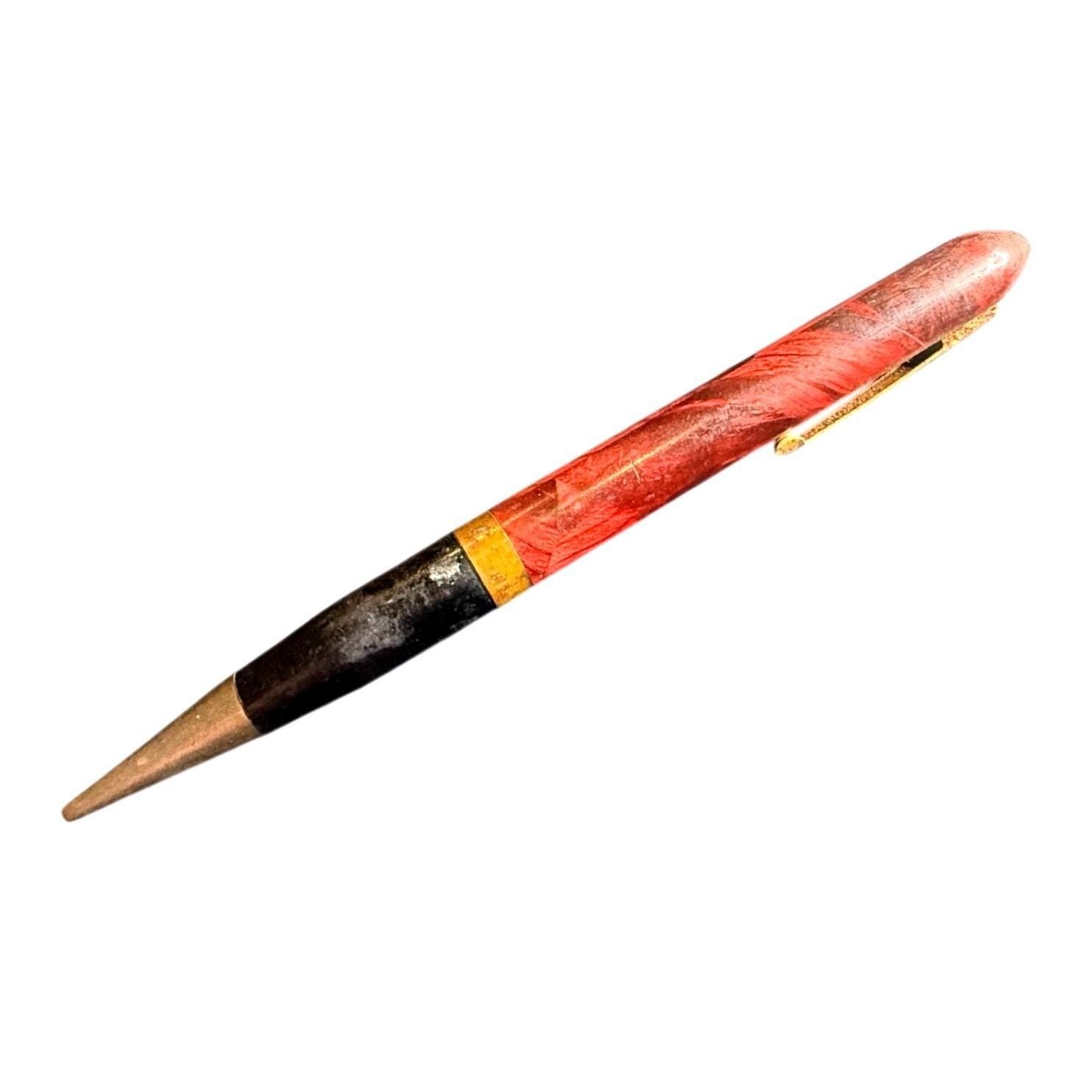 Lot 2 Vintage Marbled Celluloid Mechanical Pencils Red Green Art Deco Propelling