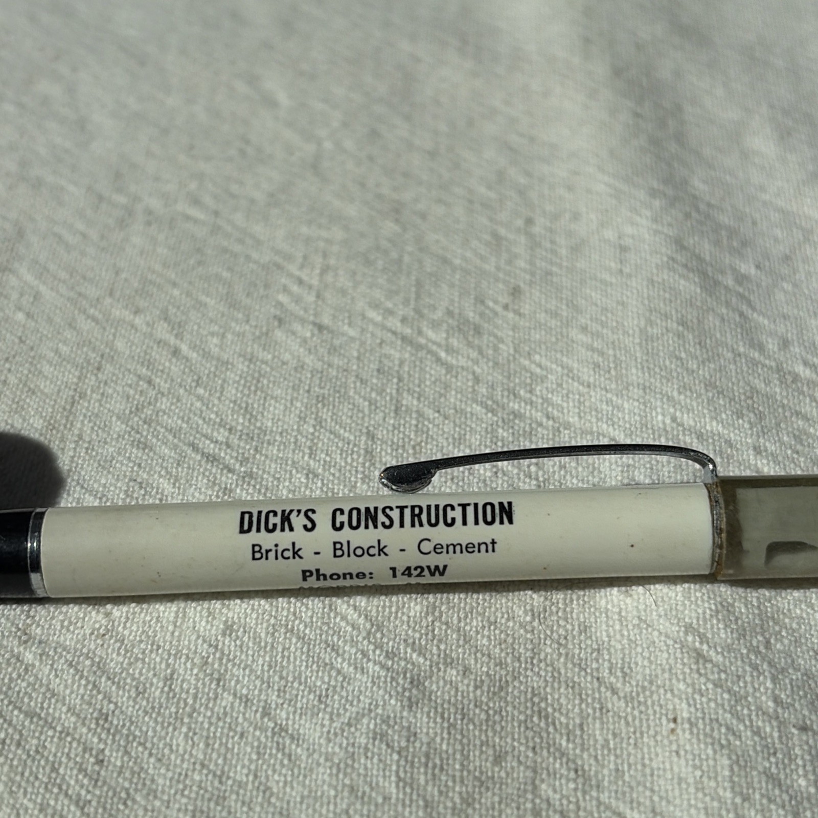 VINTAGE RITEPOINT MECHANICAL PENCIL ADVERTISE : DICK’S CONSTRUCTION FLOATY BLOCK