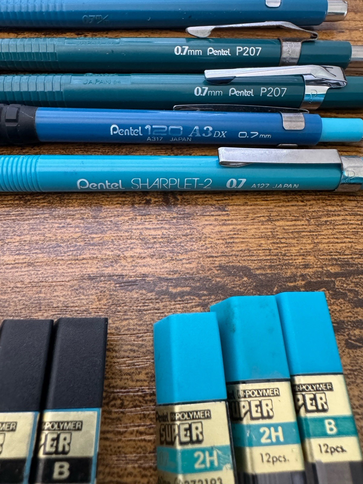 PENTEL Mechanical Pencil 0.7 mm Blue P207 A127 A3DX extra Lead & Erasers Refills