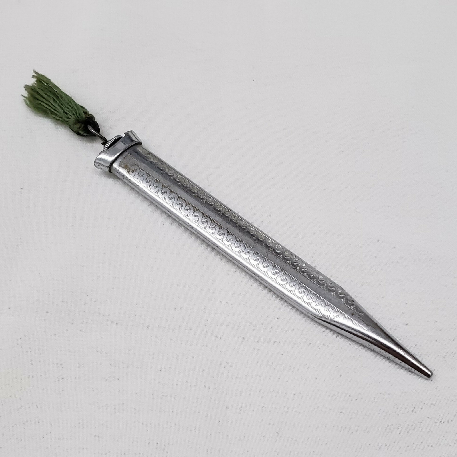 Vintage Alamenagere Engraved Mechanical Pencil 1.1mm France Green Tassel